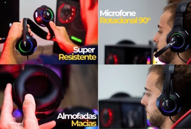 Headset Gamer com Fio Profissional Preto Led Rgb é bom