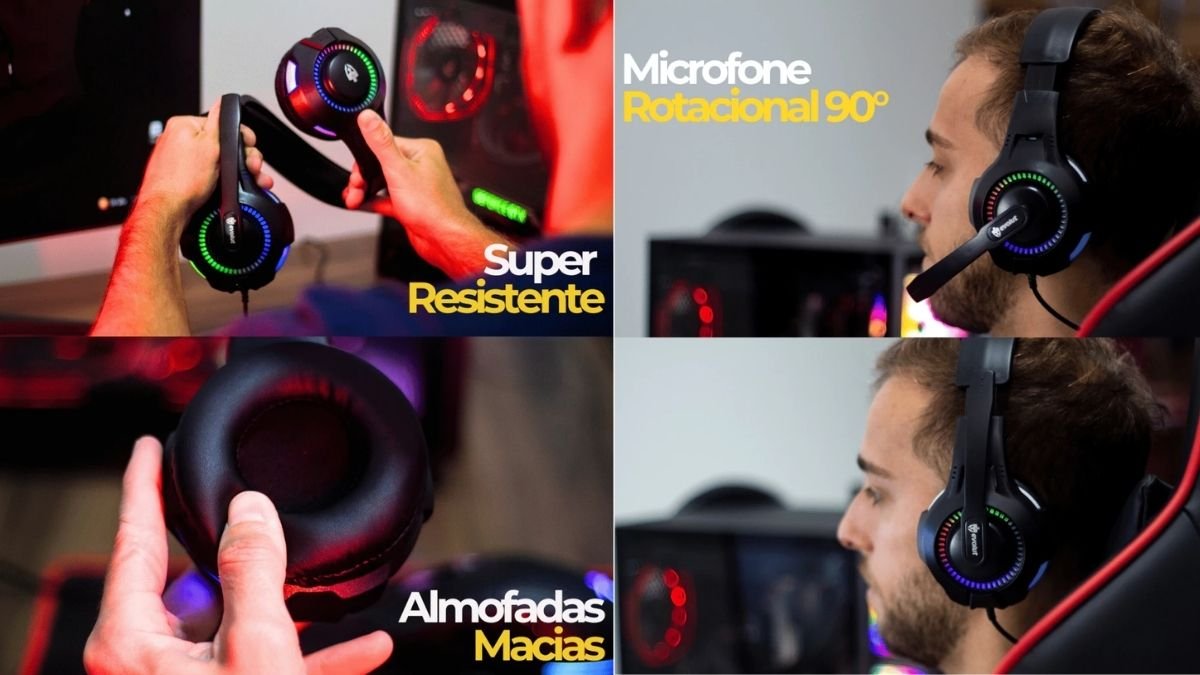 Headset Gamer com Fio Profissional Preto Led Rgb 3.0 é bom? Headset Gamer com Fio Profissional Preto Led Rgb vale a pena? 1 Headset Gamer com Fio Profissional Preto Led Rgb é bom