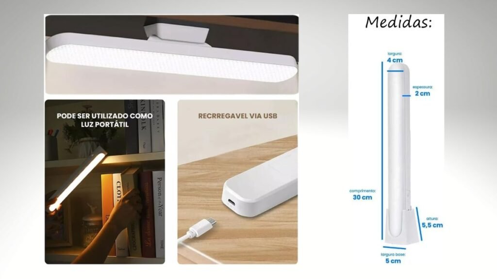 Luminária Magnética Recarregável 3 Modos é boa?