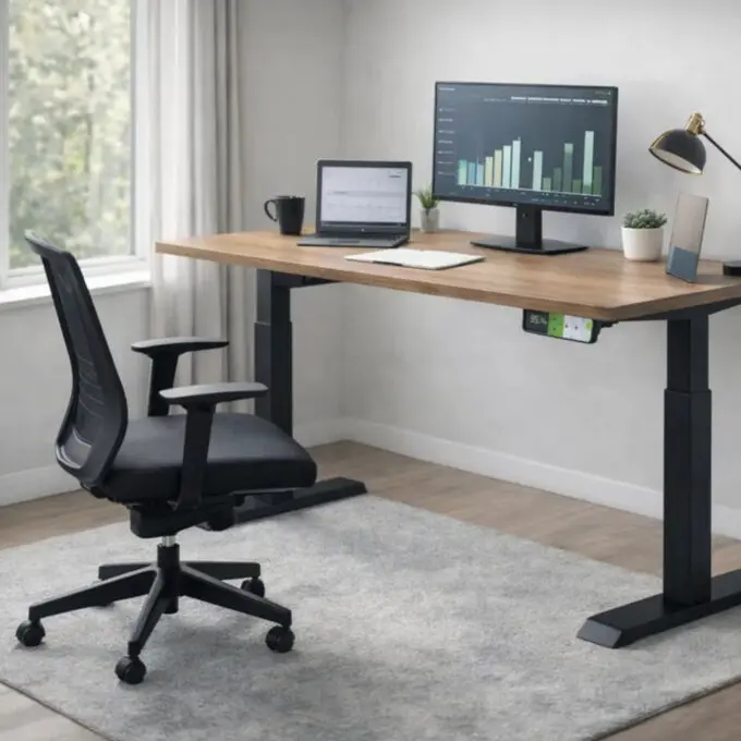 Mesa Com Regulagem De Altura Automática Preta 1 Mesa Com Regulagem De Altura Automática Preta